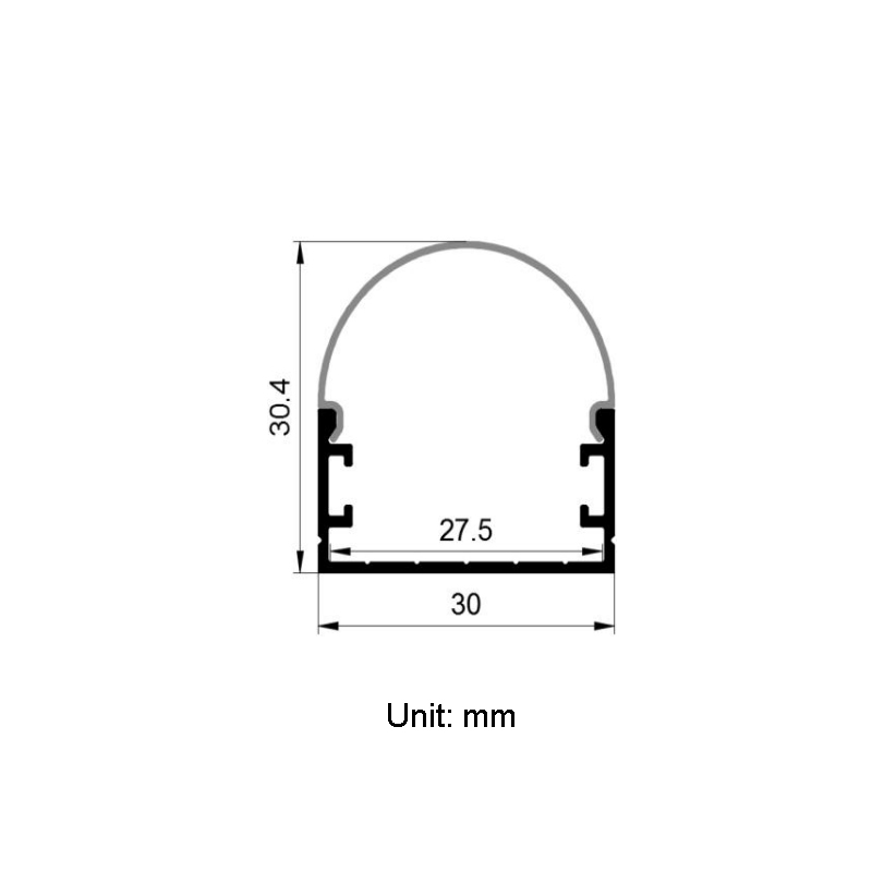 U Channel Aluminum LED Profile With Arc PC Diffuser For 20mm 5050 Tape Lights